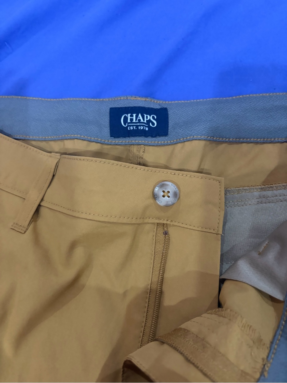 Chaps Men's Tan Jean Shorts with Button Fly